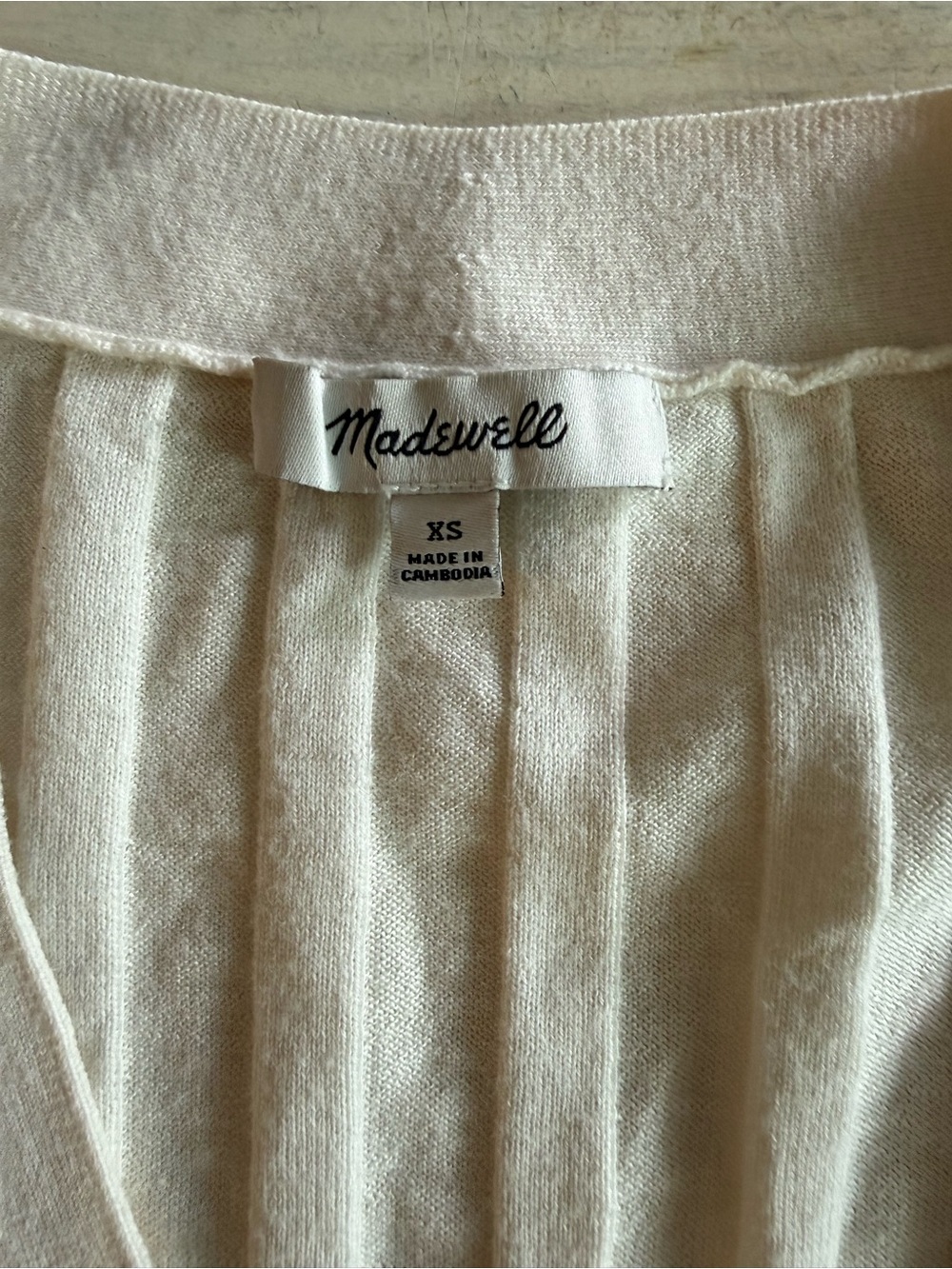 Madewell Cream Ribbed V-Neck Button Cardigan - Picture 4 of 6